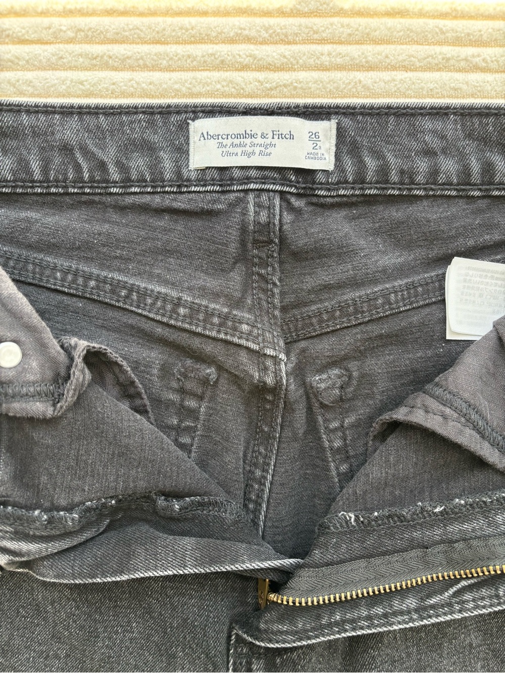 Abercrombie & Fitch The Ankle Straight Ultra High Rise Jeans Size 26 Dark Gray - Picture 5 of 7